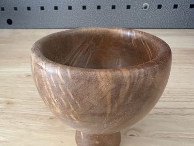 Hand-Turned Pedestal Wood Bowl Chalice - 4 Inch Height Decorative Wooden Goblet