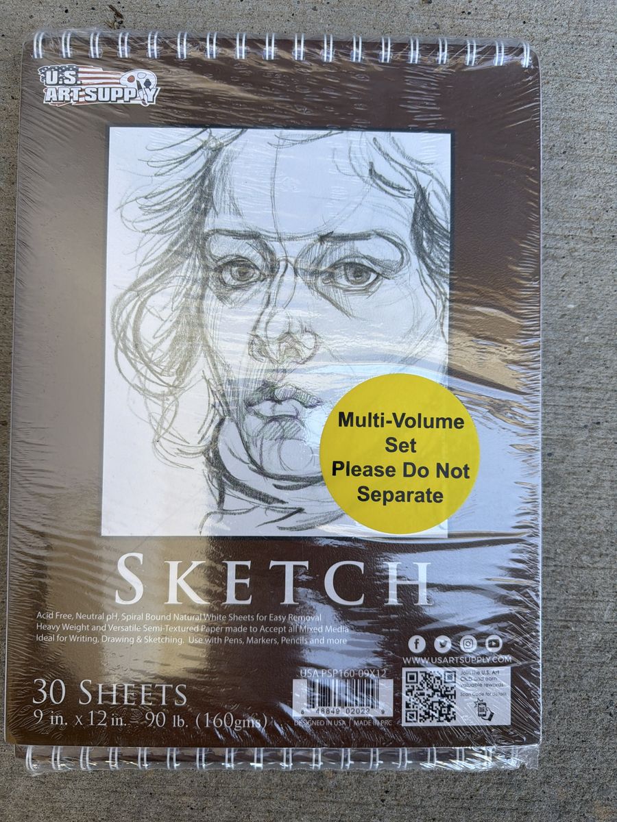 U.S. Art Supply Sketch Book 9" x 12" Spiral Bound 30 Sheets