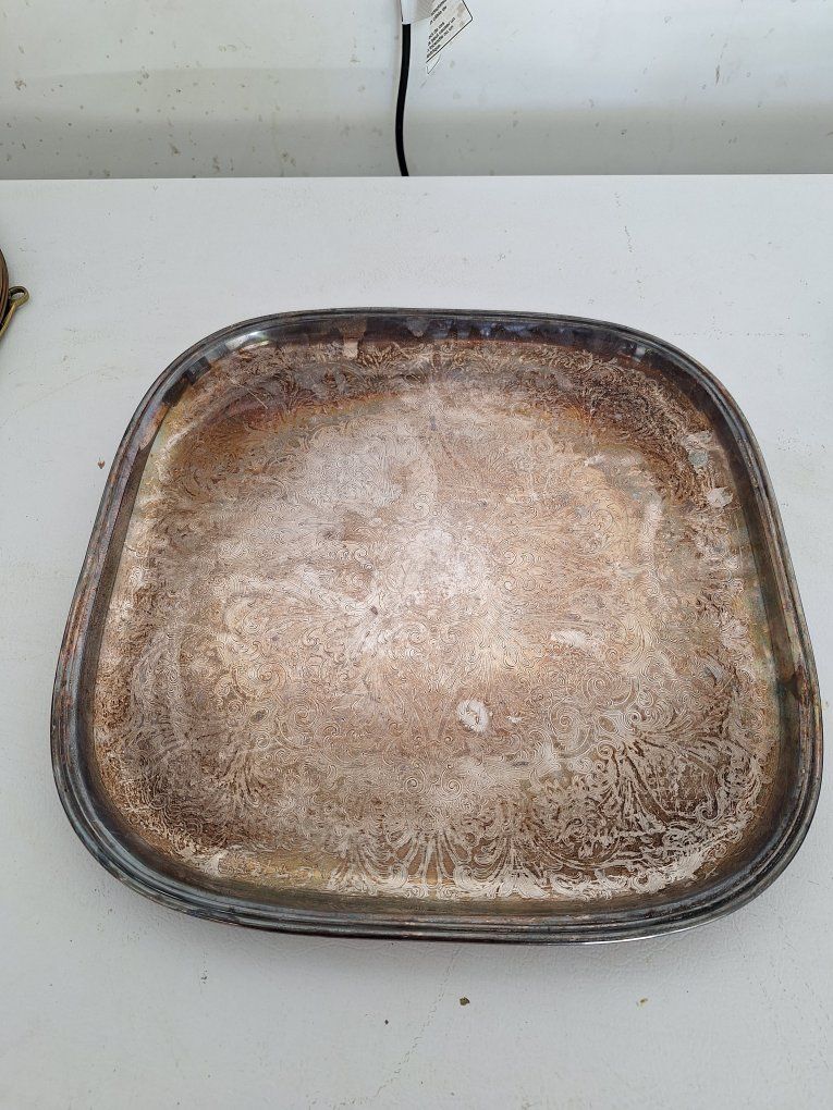 large silver plate tray