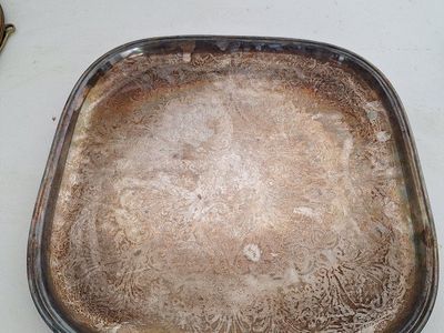 large silver plate tray