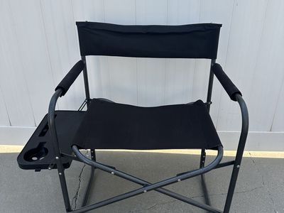 Folding Director's Camp Chair with Side Table and Cup Holder