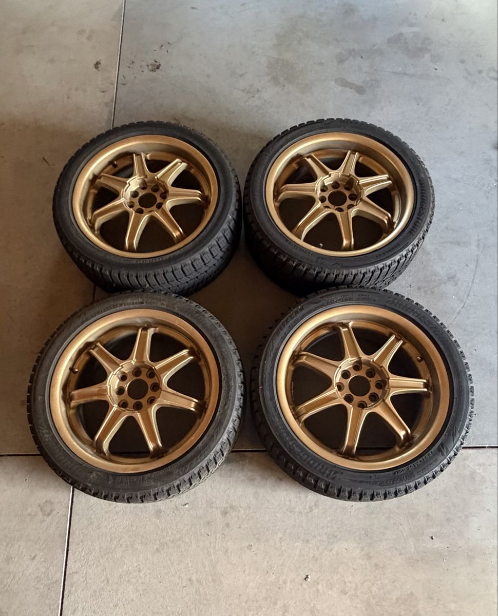 Set of 4 Bridgestone Blizzak Tires Studless 215/45R17 with 17x7 4x100 Winter Wheels