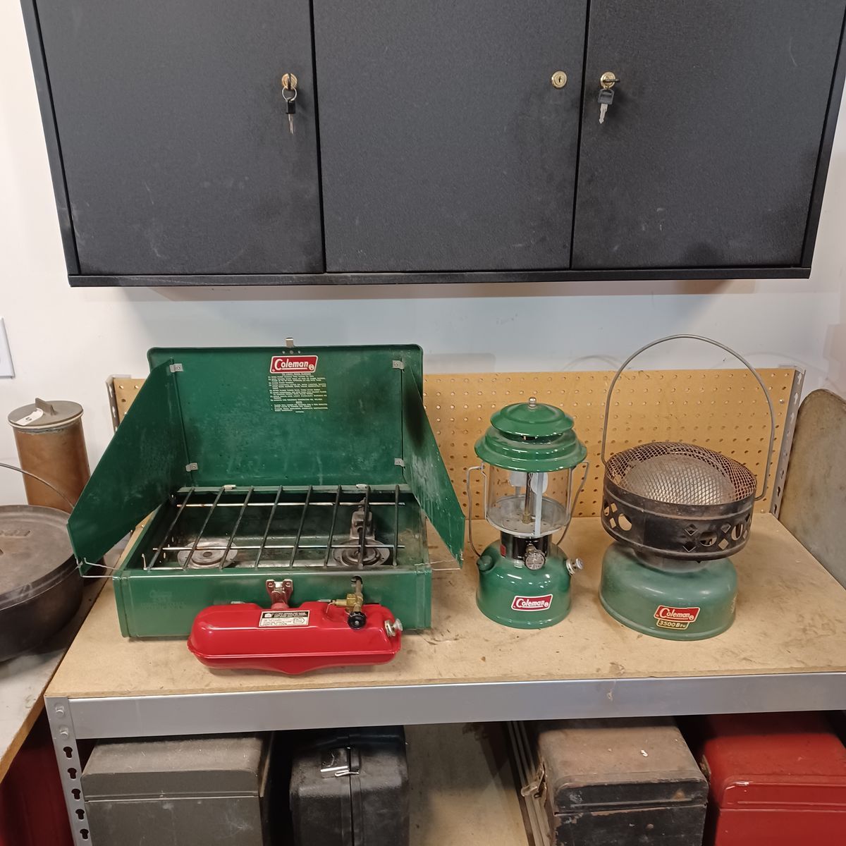 Coleman stove, lantern and heater