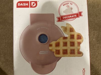 DASH Bunny Mini Waffle Maker - Pink 4" Nonstick 350W - Fun for Kids!