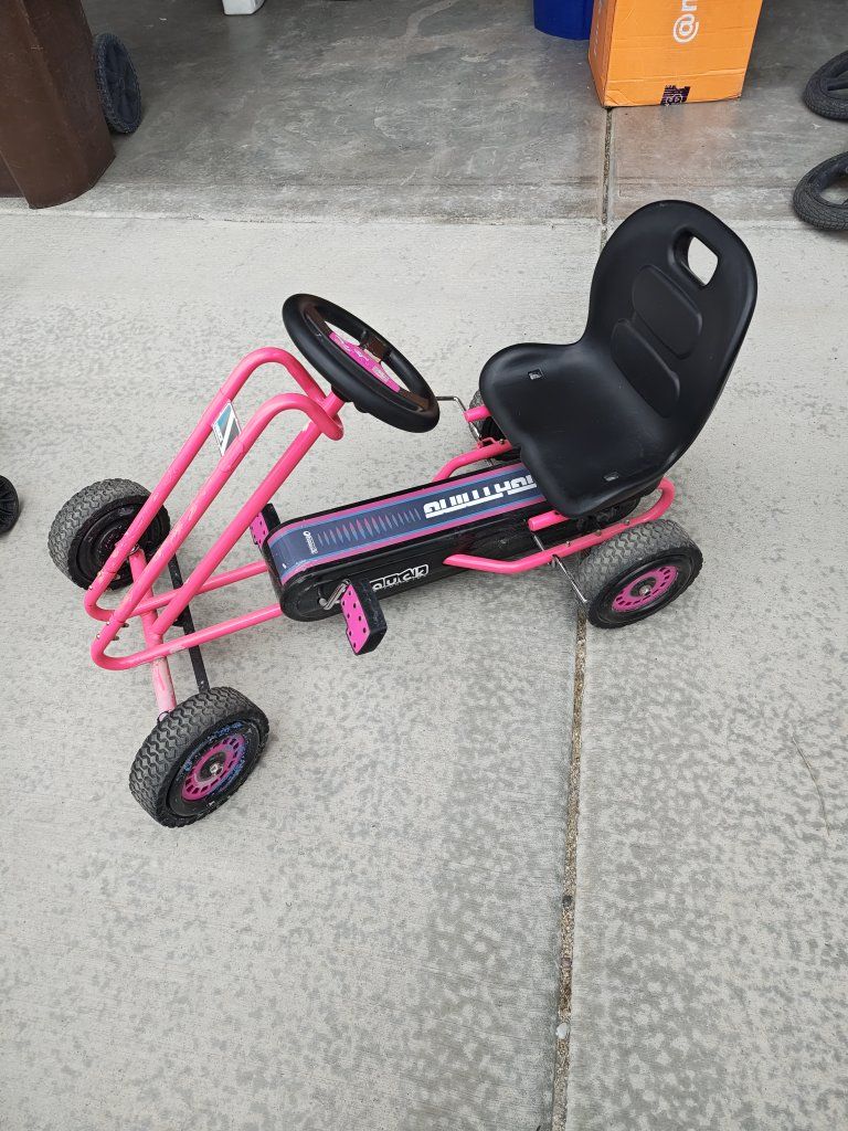 kids Pink Pedal Go-Kart for Kids - Adjustable Seat, Durable Tires used