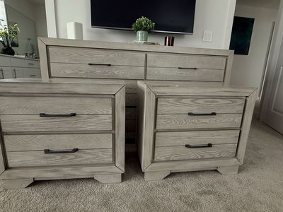 1 DRESSER + 2 NIGHSTANDS in White Sand Color, One bundle