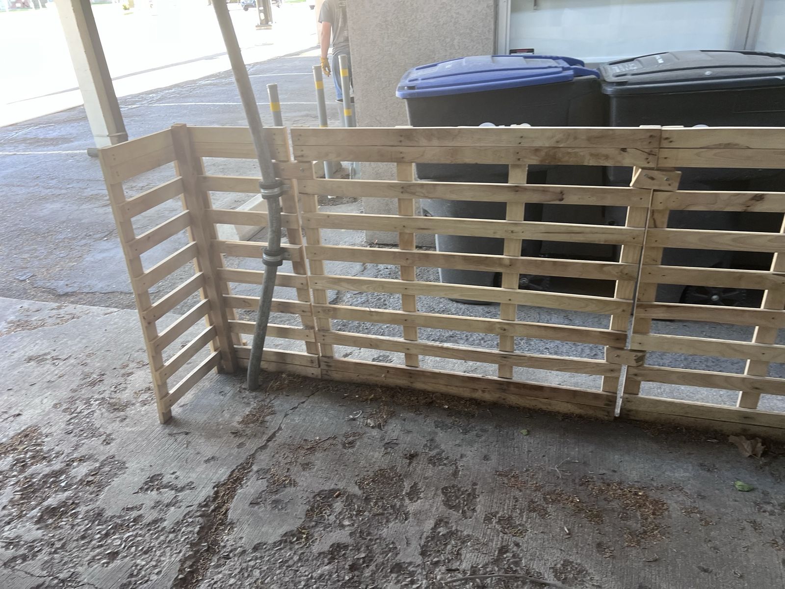 Wooden Pallet Fence Section - Natural Wood Finish, Customizable Outdoor Barrier