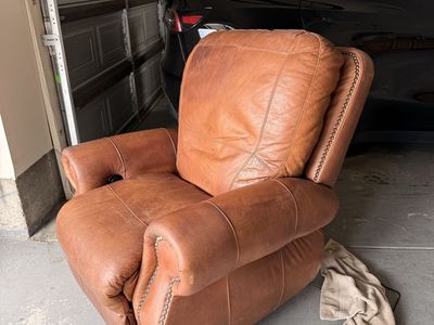 Rustic Brown Leather Recliner Chair with Nailhead Trim