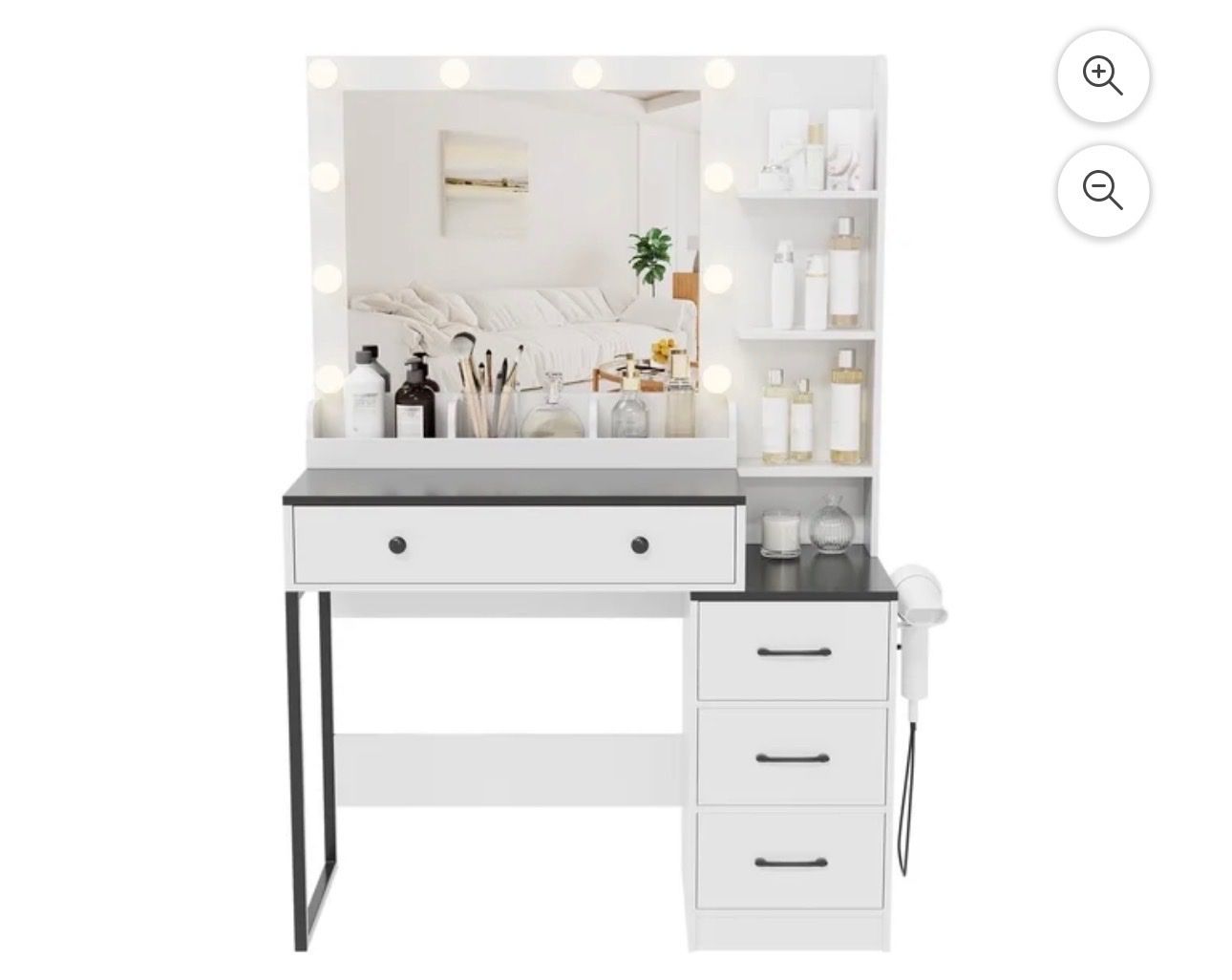 Brand new Modern White & Black Vanity Desk