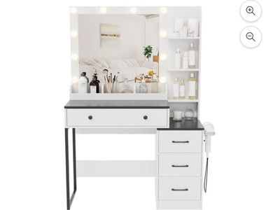 Brand new Modern White & Black Vanity Desk