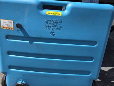 15 Gallon Camper Tote-Along Drain Tank used for storing and transporting gray and black water