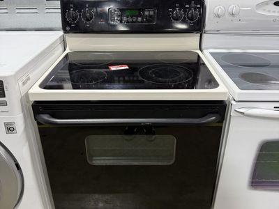 GE Electric Range Stove 30" Beige/Black Oven with Smooth Top & Digital Controls