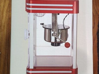 Octane Seating Kettle Popcorn Popper Tabletop Red Nonstick 8 Cup