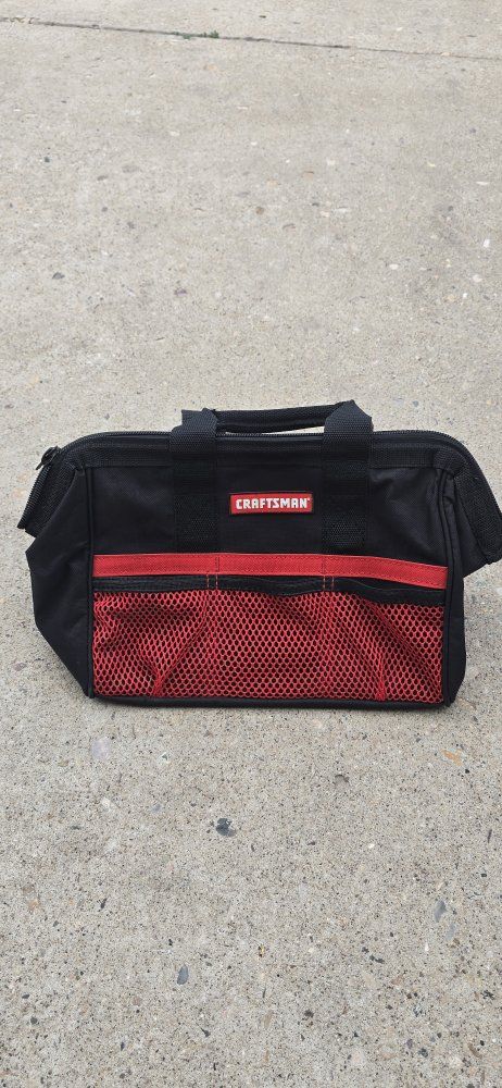 12 inch Craftsman Black & Red Tool Bag Organizer with Mesh Pockets