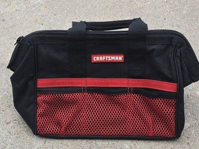 12 inch Craftsman Black & Red Tool Bag Organizer with Mesh Pockets