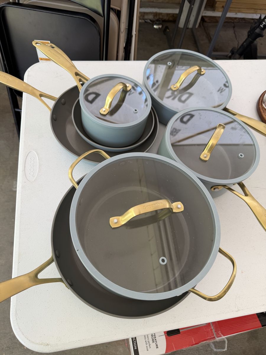 GreenPan Reserve Ceramic Nonstick 10-Piece Cookware Set - Gold Handles