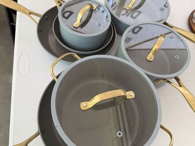 GreenPan Reserve Ceramic Nonstick 10-Piece Cookware Set - Gold Handles