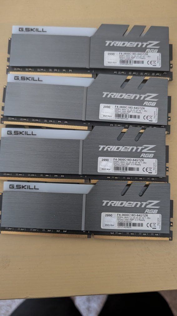 G.SKILL Trident Z RGB 64GB (2x32GB) DDR4 3600MHz CL18 RAM Kit (F4-3600C18D-64GTZR) 2 Sets 128Gb available