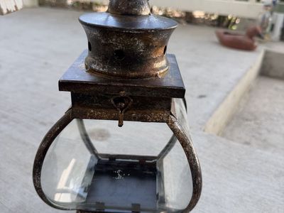 Vintage Style Decorative Lantern - Bronze Finish with Glass Panels
