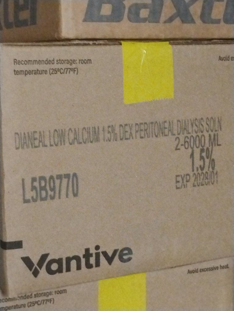 Vantive DIANEAL Low Calcium 1.5% Dex Peritoneal Dialysis Solution, 2-6000mL, EXP 2028/01
