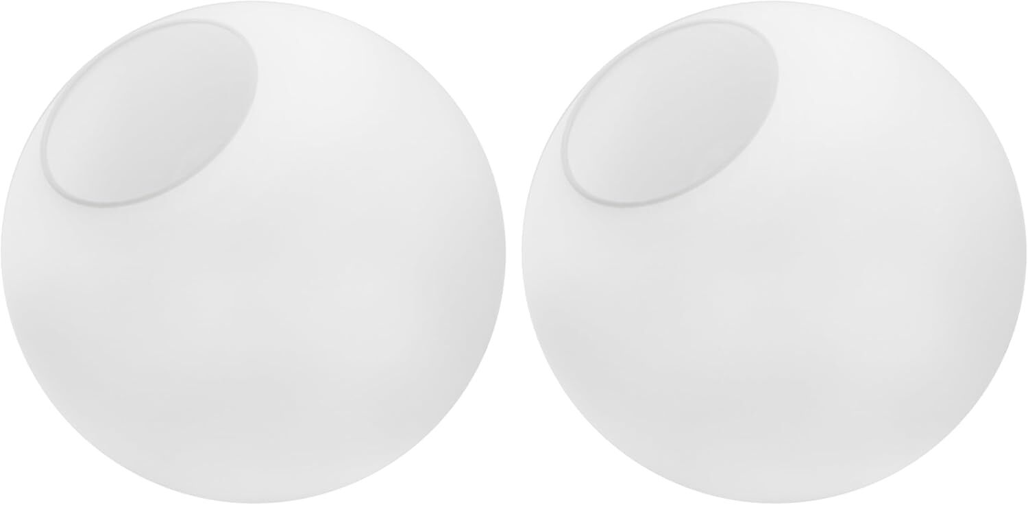 8" 2 Pack Milk White Glass Globes Shade Frosted Replacement Glass Shades - 3.15" Fitter Opening