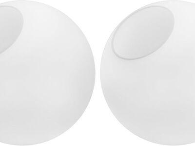 8" 2 Pack Milk White Glass Globes Shade Frosted Replacement Glass Shades - 3.15" Fitter Opening