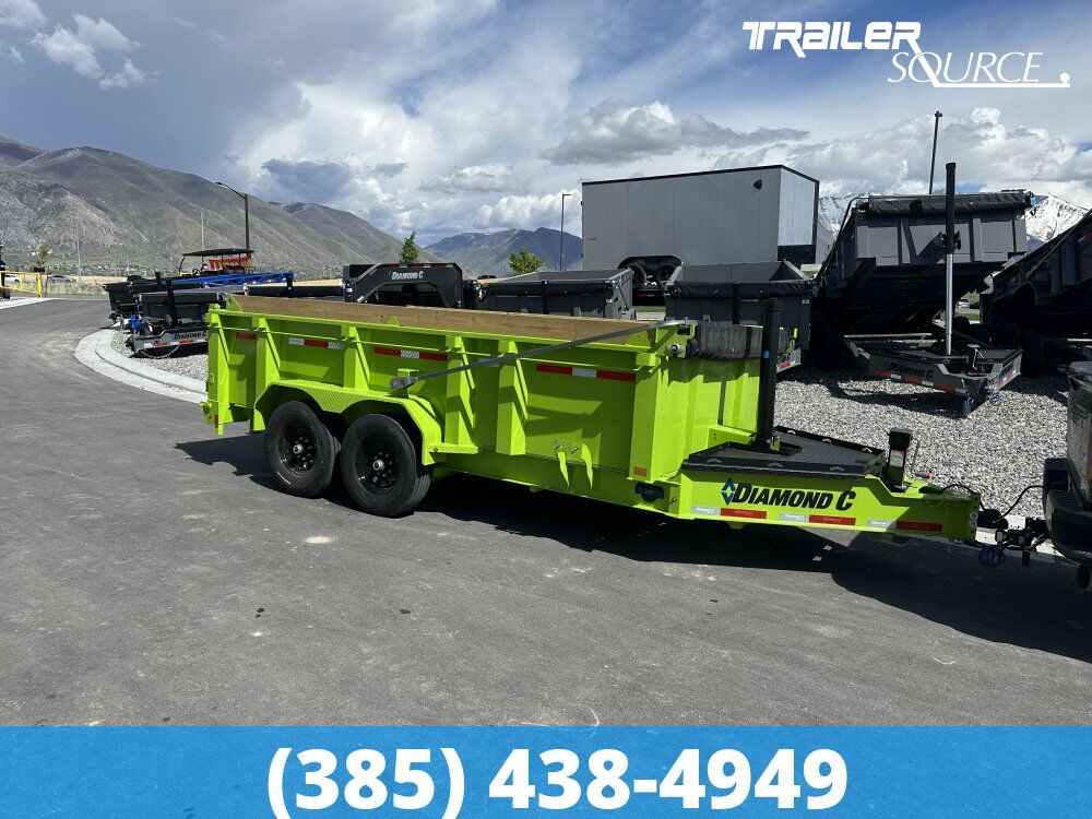 Diamond C LPT 207 7x14 ft Dump Trailer 32" Sides 15.5K GVWR 14 Ply Tires, Battery, Board Brackets, D-Rings, Slide Out Ramps,