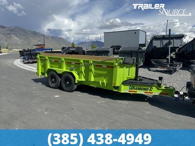 Diamond C LPT 207 7x14 ft Dump Trailer 32" Sides 15.5K GVWR 14 Ply Tires, Battery, Board Brackets, D-Rings, Slide Out Ramps,