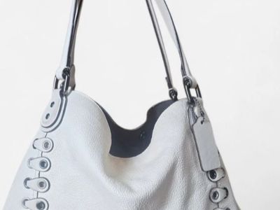 Coach Edie Link Grommet Detail Leather Shoulder Handbag In Cream