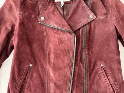 BCBGeneration Women's Burgundy Suede Leather Moto Jacket - Size M