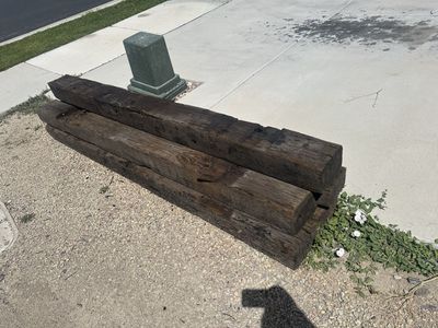 Rustic Hardwood Railroad Ties - Weathered Timber for Landscaping & Construction (Quantity of 5)