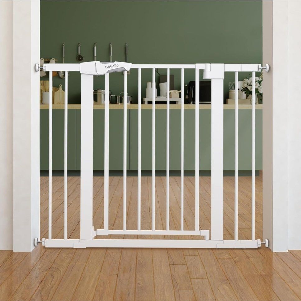 Babelio 30" Tall Pressure Mount Baby Gate - 23.6-42.5" Wide Auto-Close Pet Gate, Dual-Lock, Steel