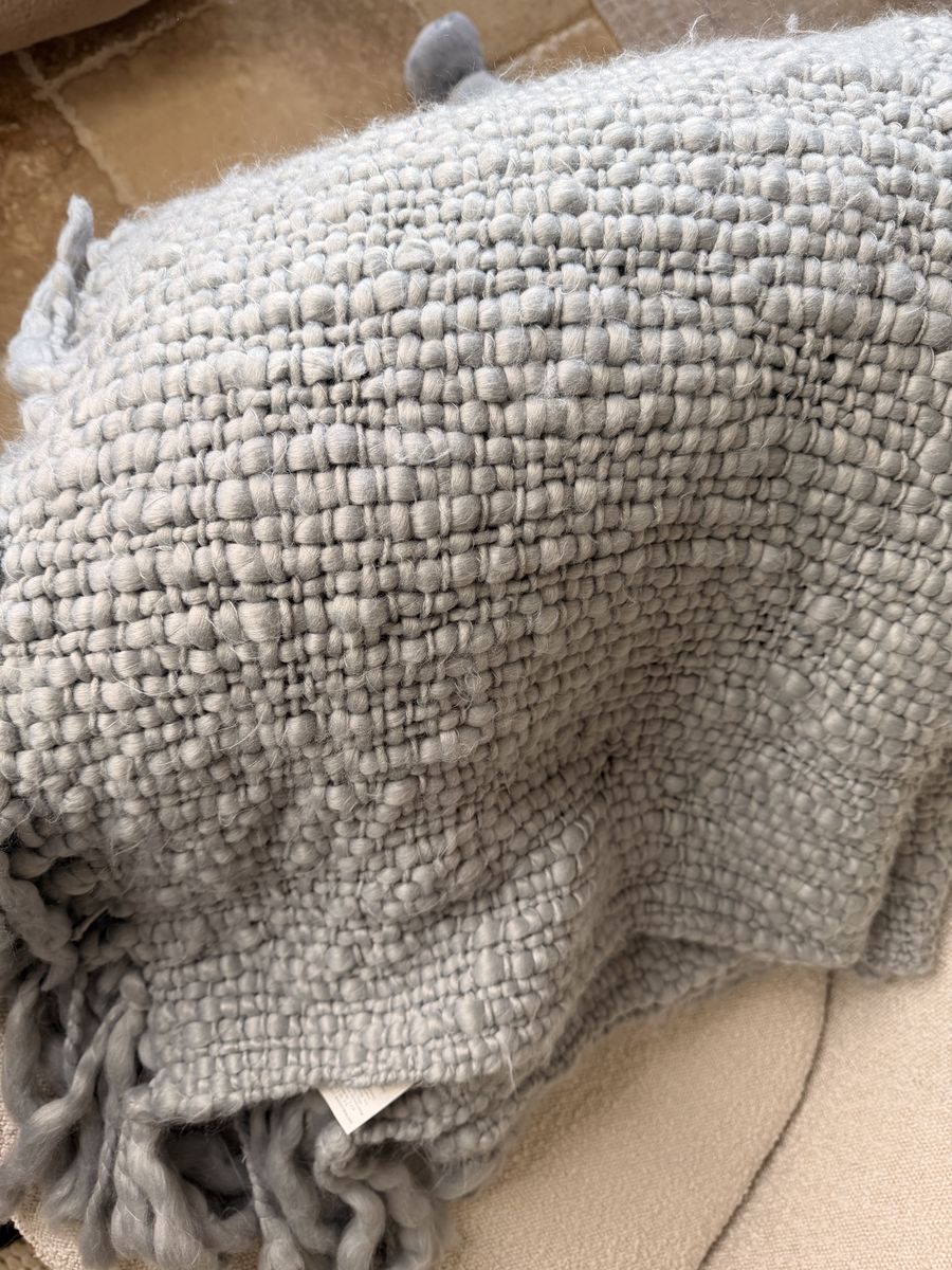 Pottery Barn Gray Chunky Knit Acrylic Throw Blanket 50" x 60"