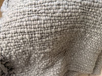 Pottery Barn Gray Chunky Knit Acrylic Throw Blanket 50" x 60"