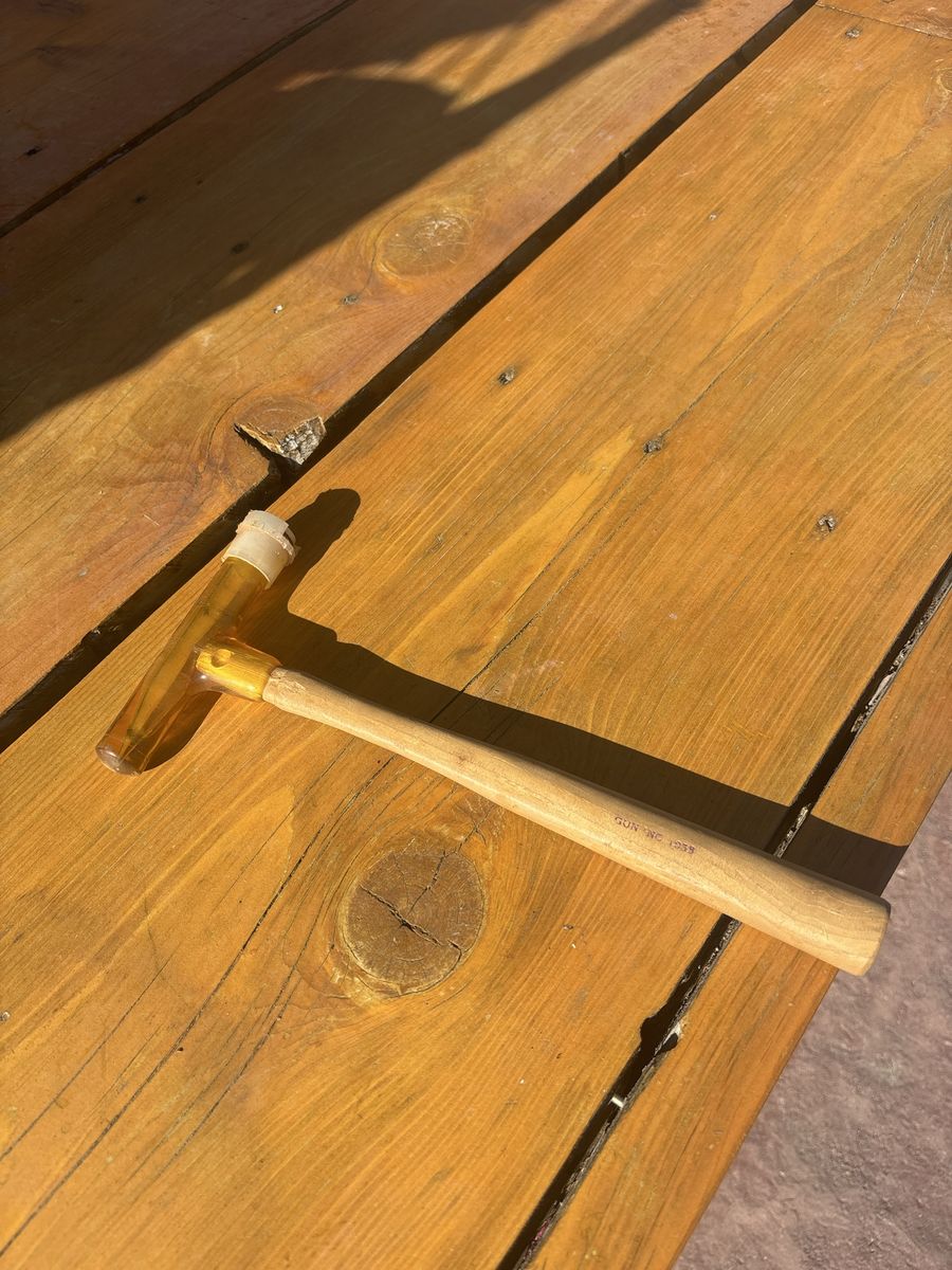Vintage Bullet Puller Soft Face Plastic Mallet Hammer with Wood Handle - Stamped GUN INC 1958