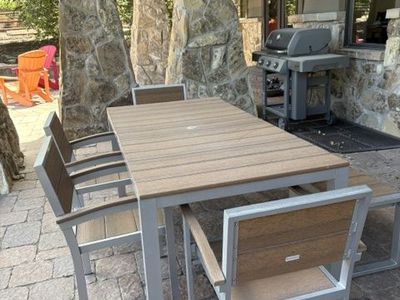 DuroGreen 72" Rectangular 6-Pc Outdoor Dining Set, 1 Table/1 Bench/4 Chairs (like Trex)