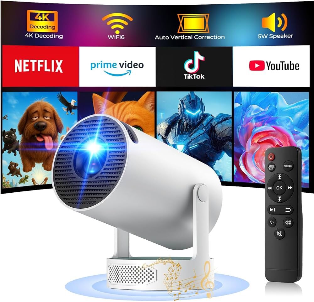 Mini Projector with WiFi and Bluetooth, 4K
