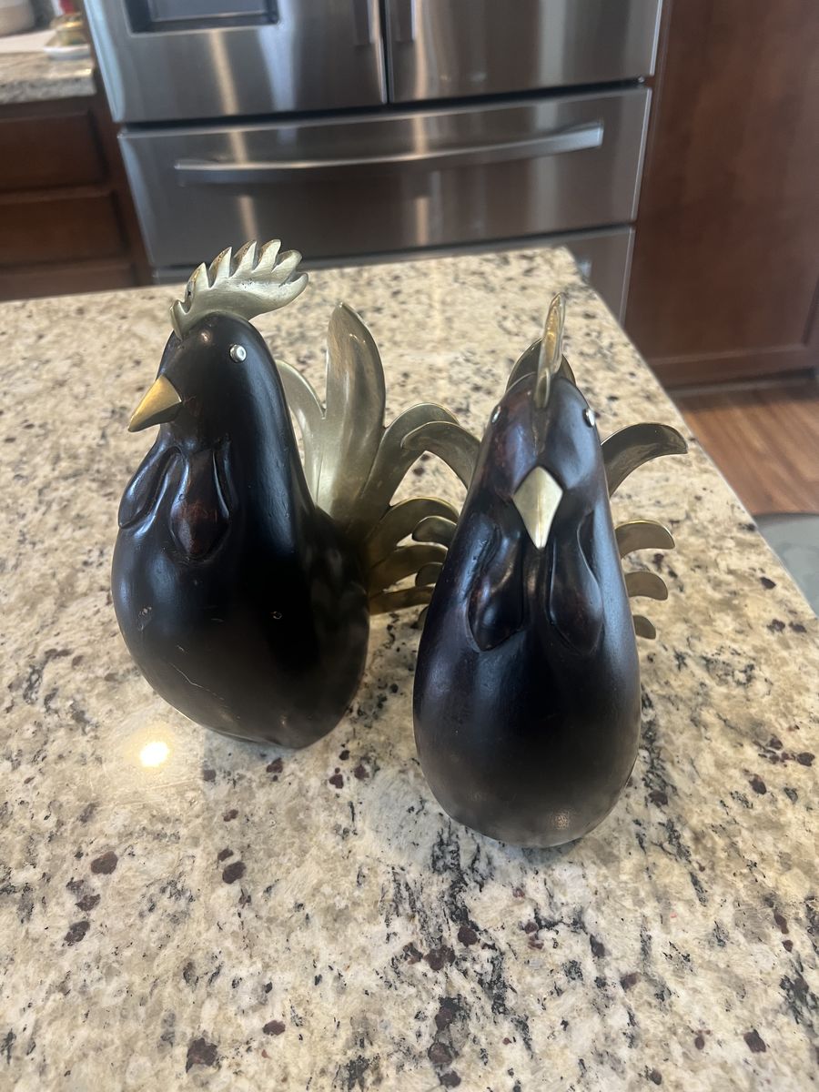 Pair of Vintage Korean Roosters .