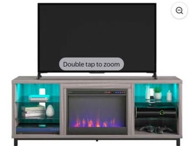 Fireplace TV Stand for TVs up to 70", Light Walnut