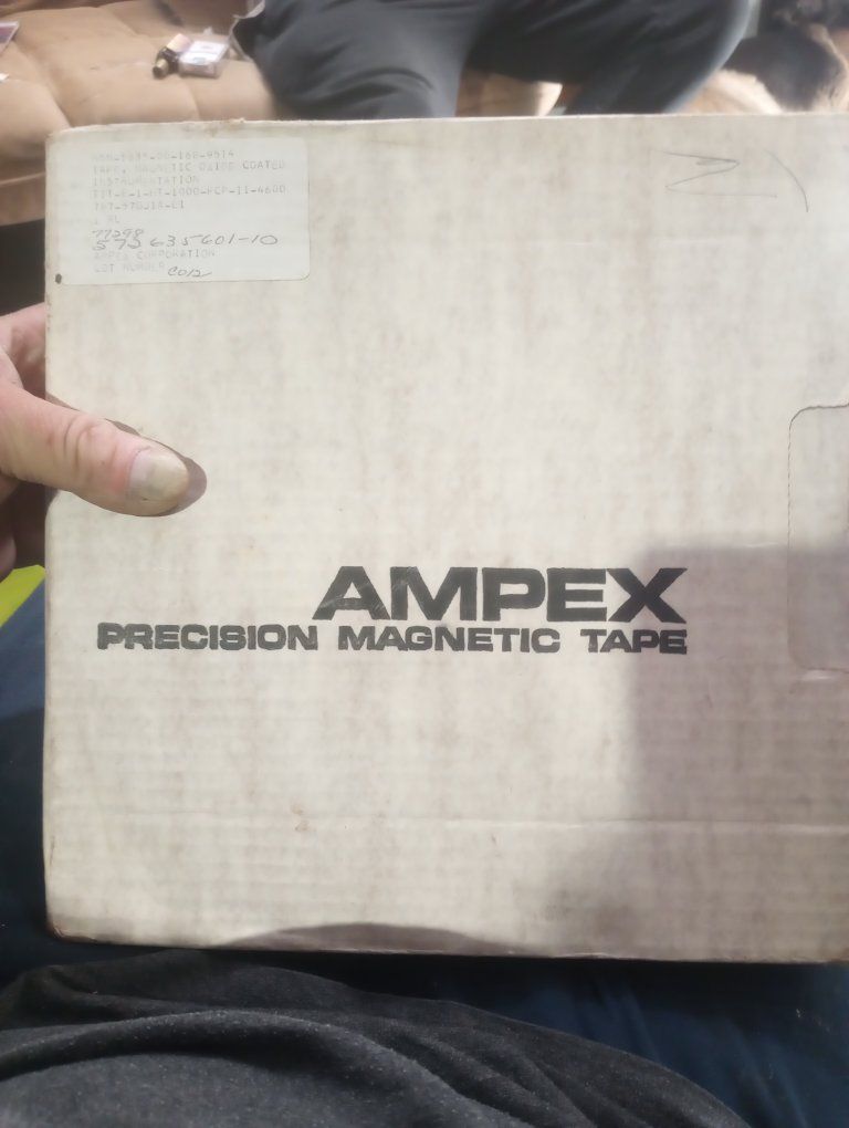 10-1/2 inch ampex reel to reel magnetic oxide tape .military grade with heavy duty aluminum inner reel