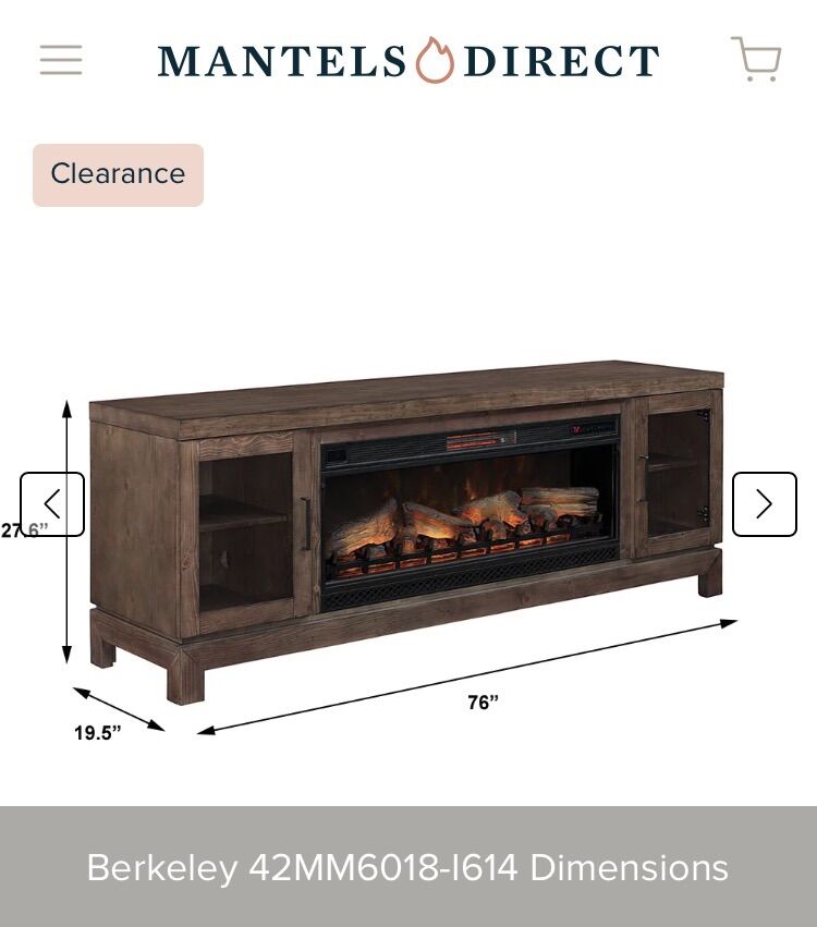 Berkeley 76 Infrared Electric Fireplace TV Stand