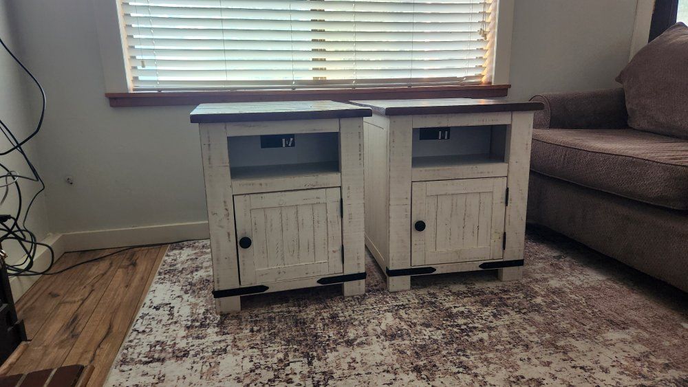 Pair of Signature Ashley Wystfield Rustic Farmhouse End Tables / Nightstands