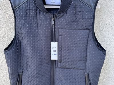 New DKNY Men's Puffer Vest with Leather Trim