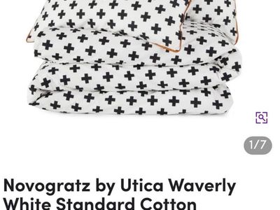 Novogratz by Utica Waverly White King Size Cotton Comforter Set, Geometric Pattern