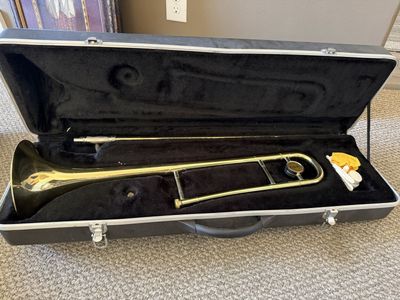 Prelude by Conn Student Trombone Gold Brass with Hard Case & Accessories
