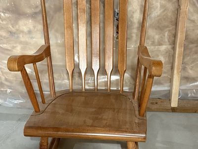 Vintage Solid Wood Rocking Chair - High Back Spindle Design