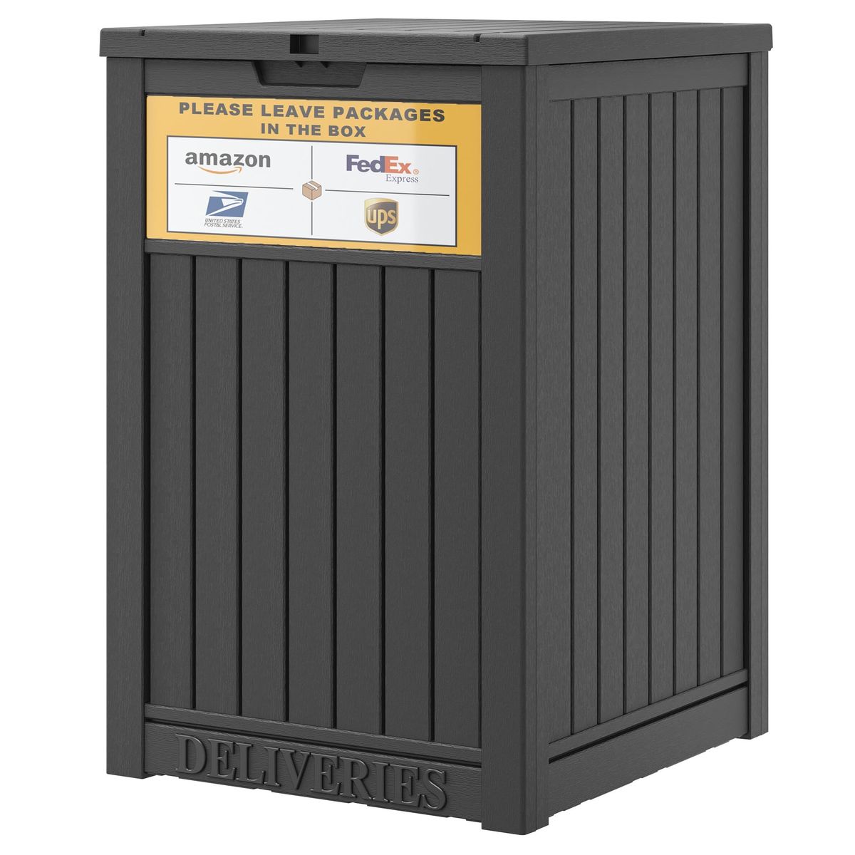 New! LHBGO Package Delivery Box for Outside with Sign, 48 Gallon Storage with Lockable Secure, Large Double Wall Resin Outdoor