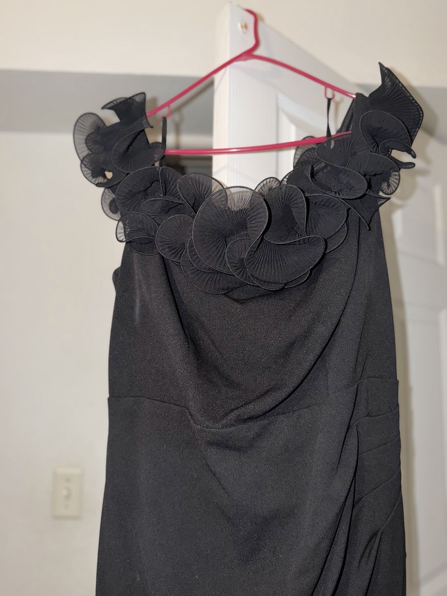 Xscape Black Formal Dress with Ruffled Neckline Size 18W