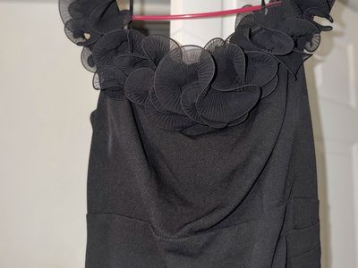 Xscape Black Formal Dress with Ruffled Neckline Size 18W
