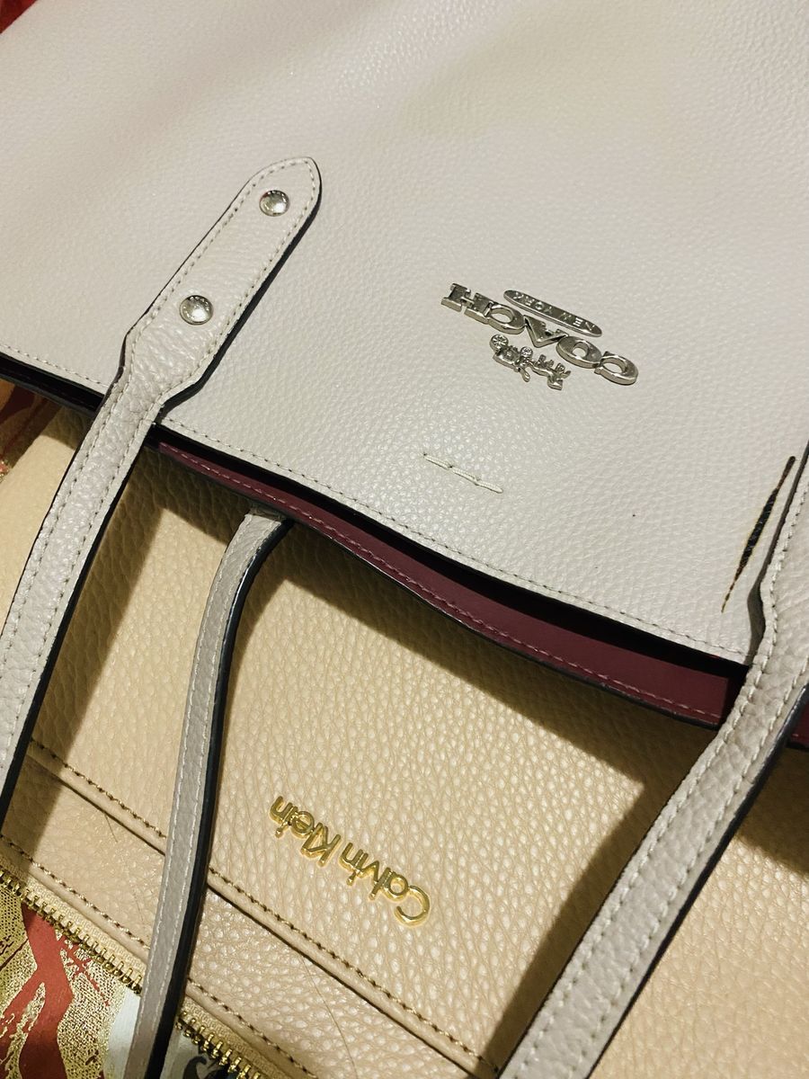 Coach & Calvin Klein Women's Pebbled Leather Tote Handbags Lot